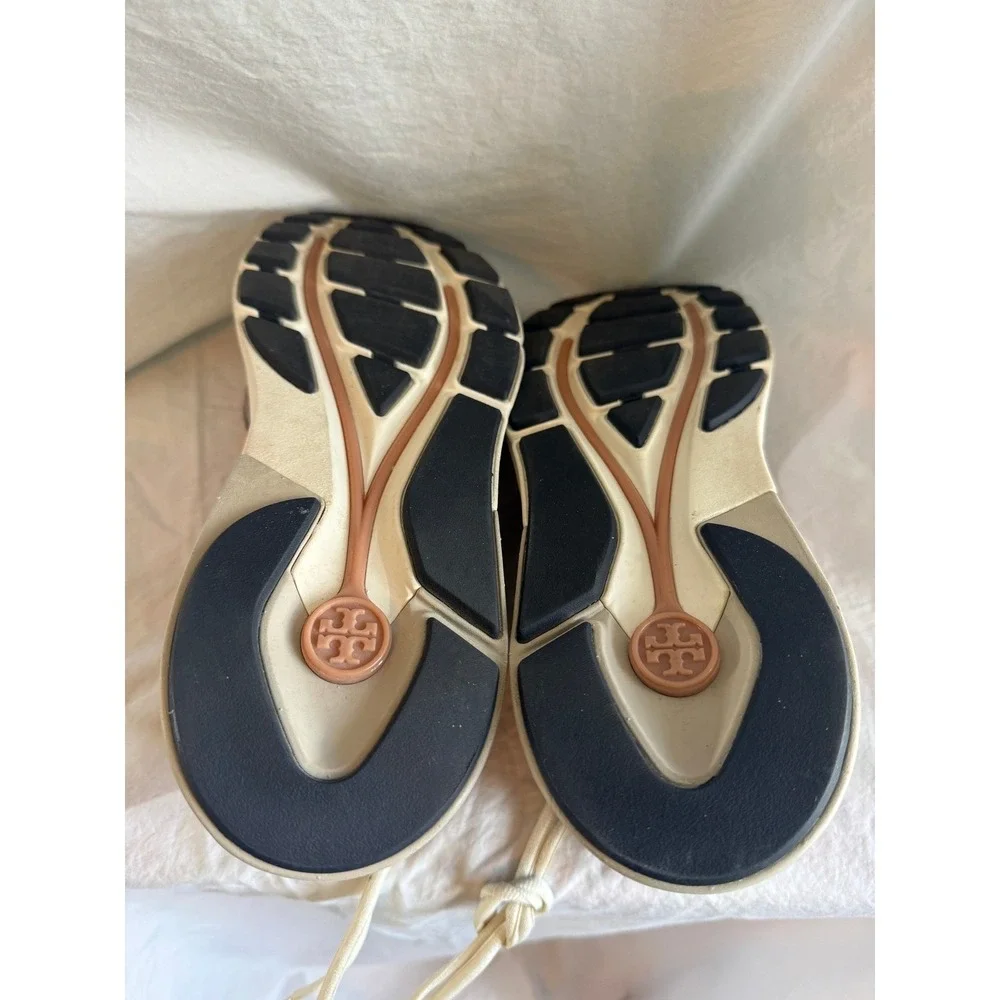 Tory Burch Good Luck Trainer Sneakers Pink Brown Suede Colorblock Logo Shoes